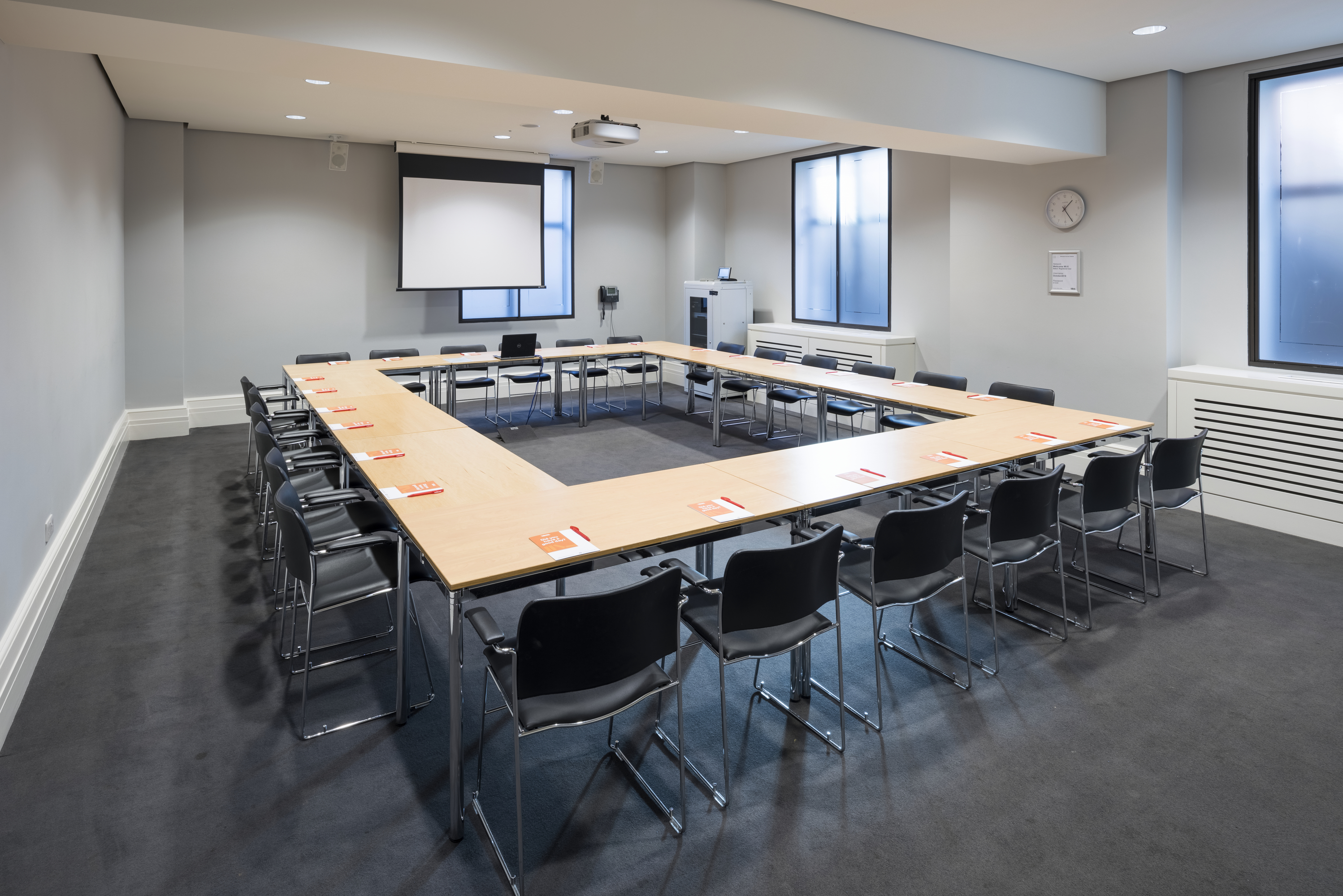 Wellcome Collection meeting room with U-shaped layout, ideal for collaborative events.
