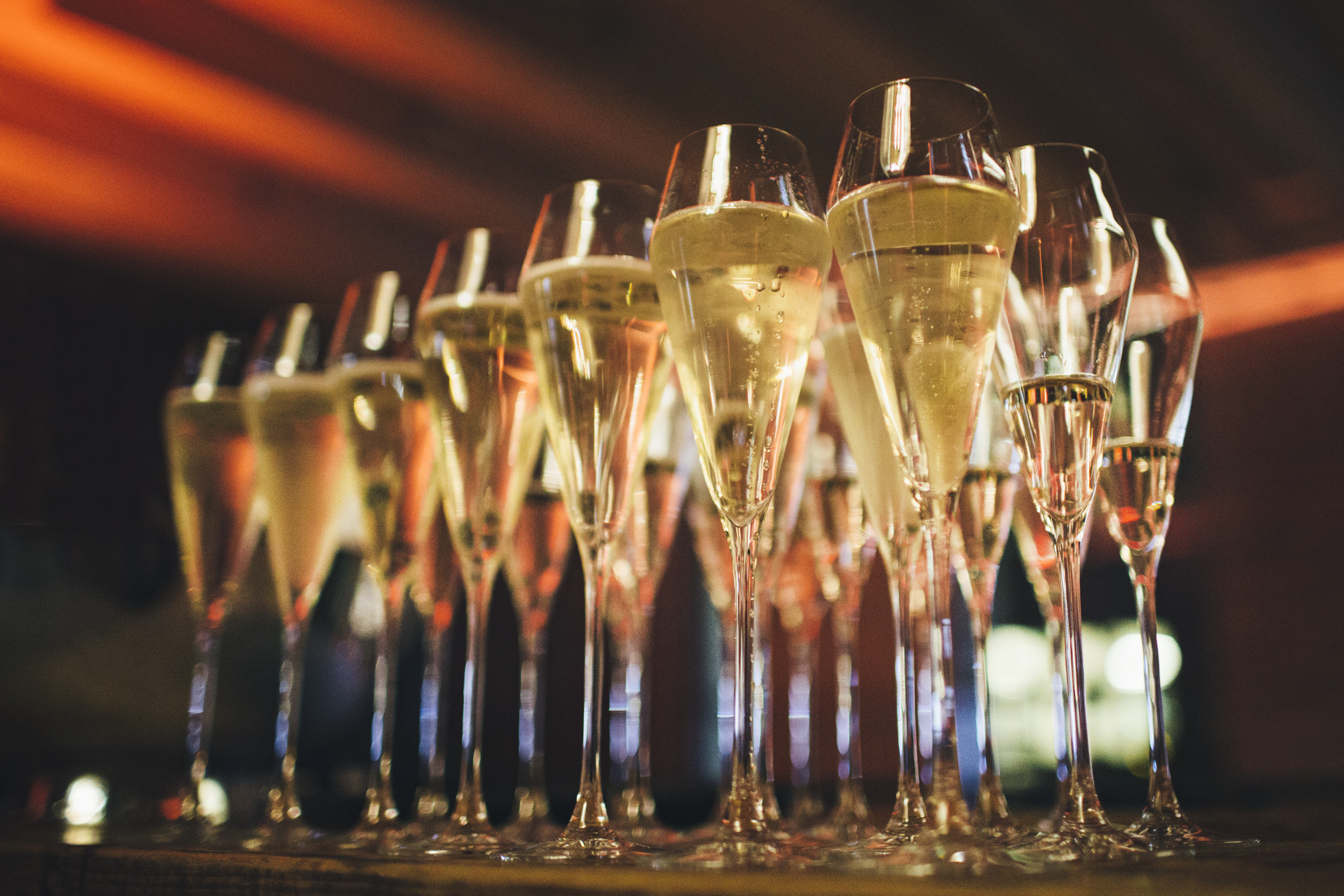 Champagne flutes in Elizabeth Room, perfect for celebrations and networking events. - Banner
