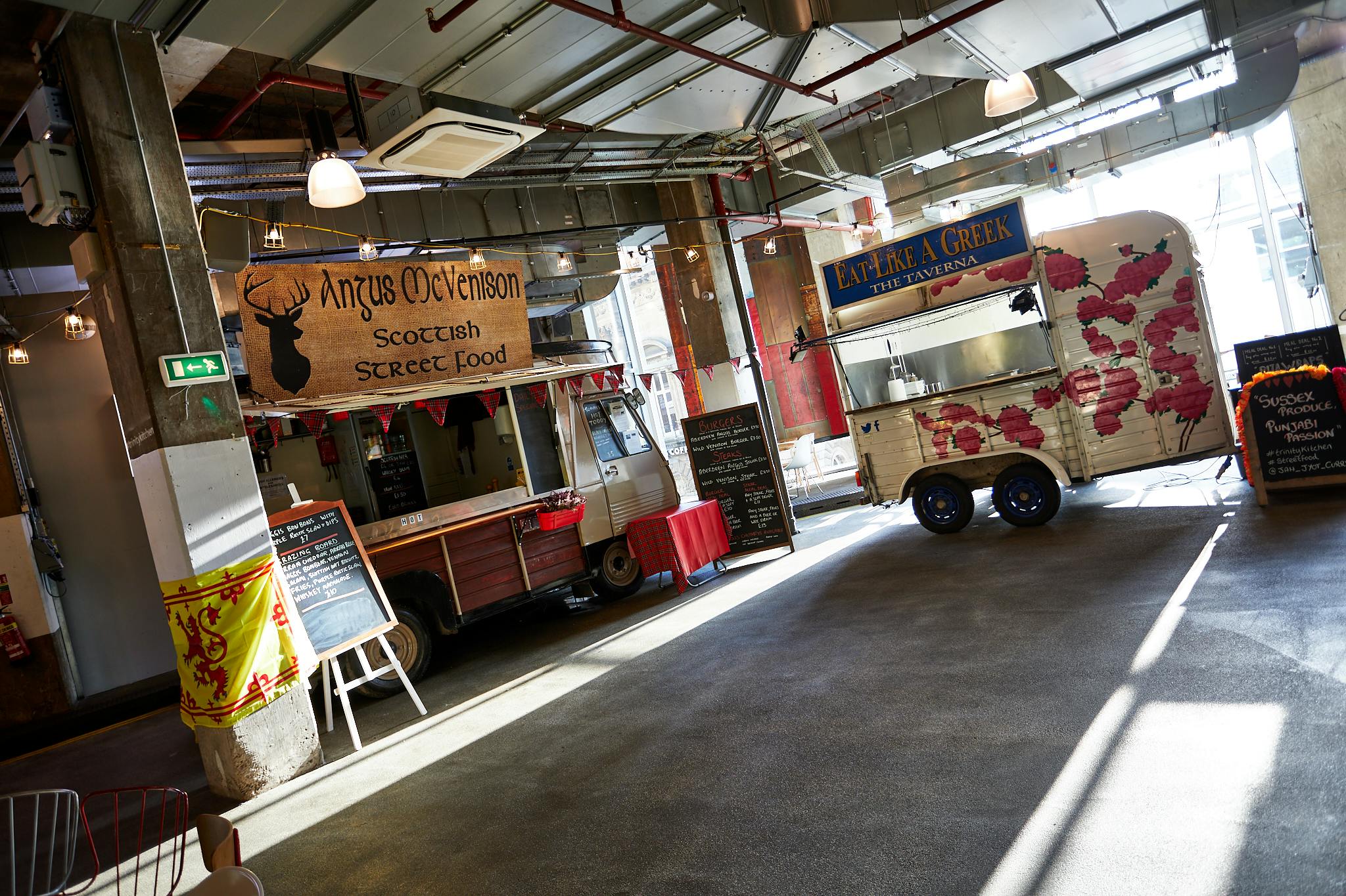 Urban Park event space with food trucks, perfect for networking and casual gatherings.