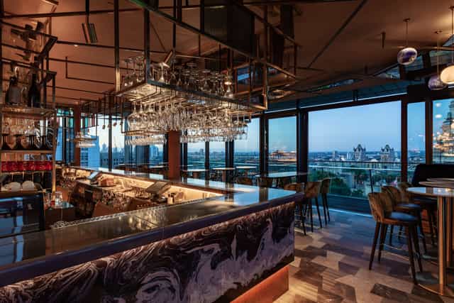Stylish bar at Wildside, DoubleTree London, perfect for cocktail receptions and networking events.