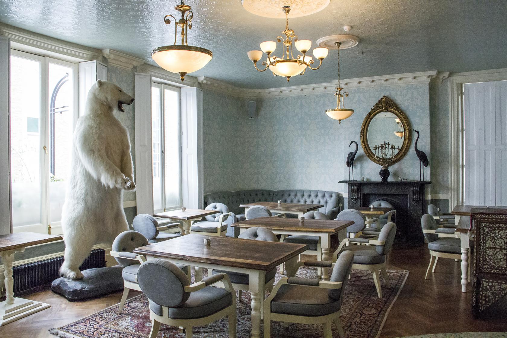 Polar Bear Room at King's Head Club, vintage decor, ideal for meetings and events.