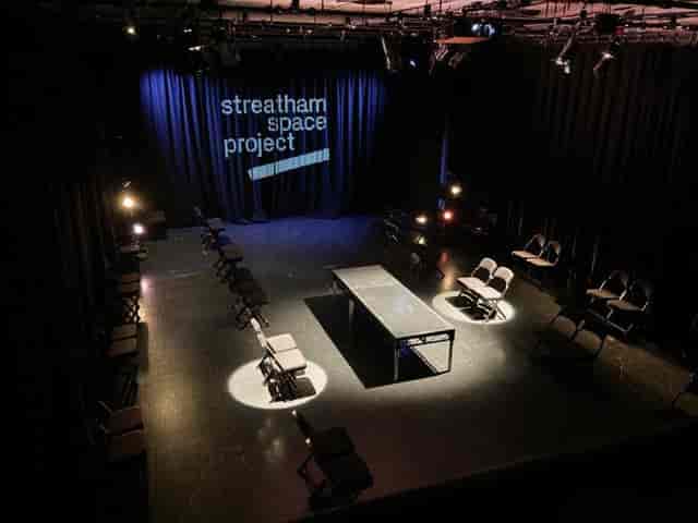 Intimate event space with chairs for workshops and performances at Streatham Space Project.
