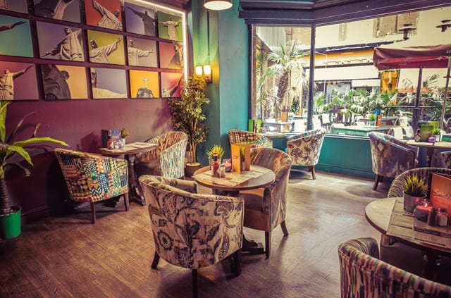Vibrant café venue in Soho, ideal for networking events and casual meetings.