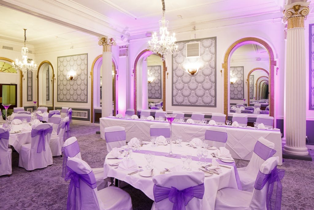 Elegant banquet room at Mercure Brighton Seafront Hotel, perfect for weddings and events.