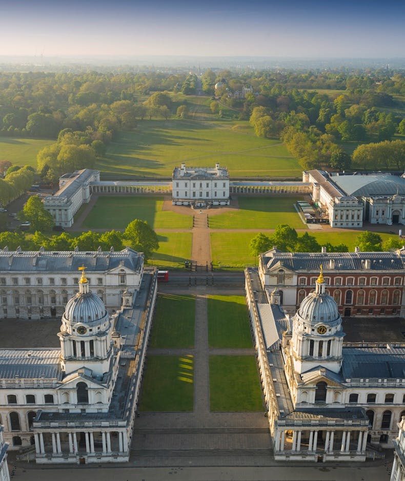 Aerial view of North Lawns, Royal Museums Greenwich, ideal for outdoor events and meetings.