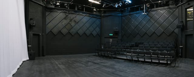 Versatile black box theater in Contact Theatre for intimate events and performances.