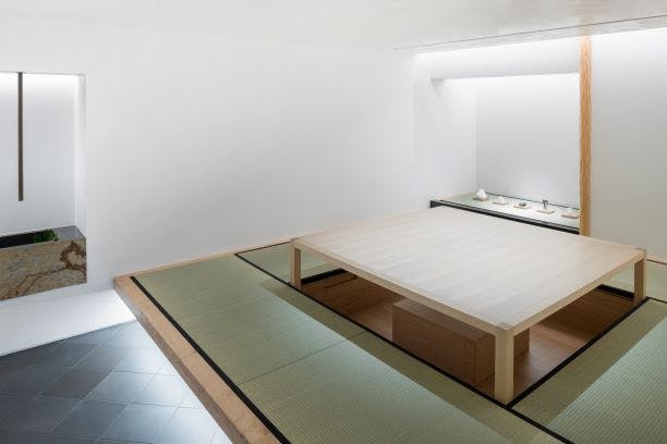 Tatami Room in Japan House: minimalist space for serene meetings and brainstorming.