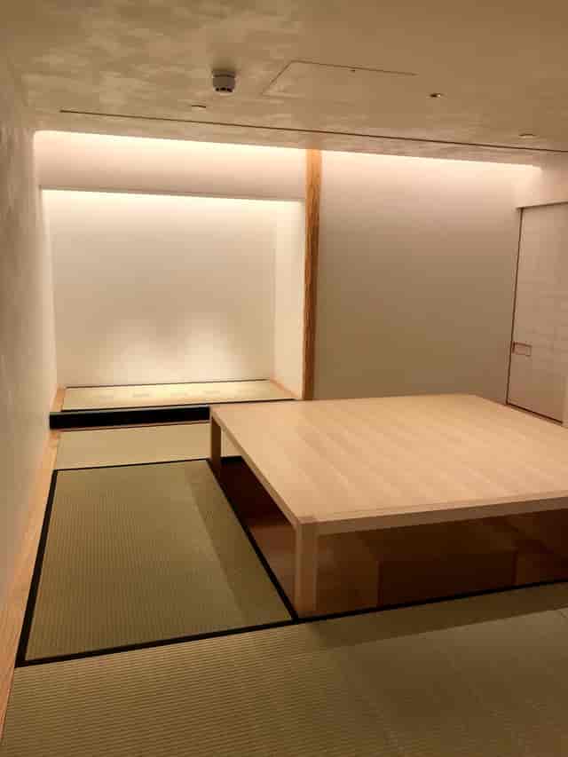 Tatami room in Japan House, minimalist design for workshops and meetings.