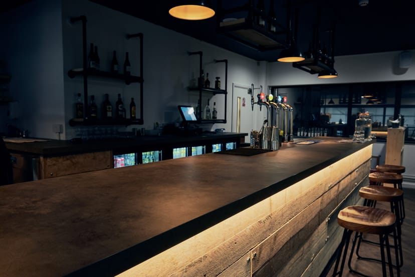 Modern bar at The View Restaurant, ideal for networking events and social gatherings.