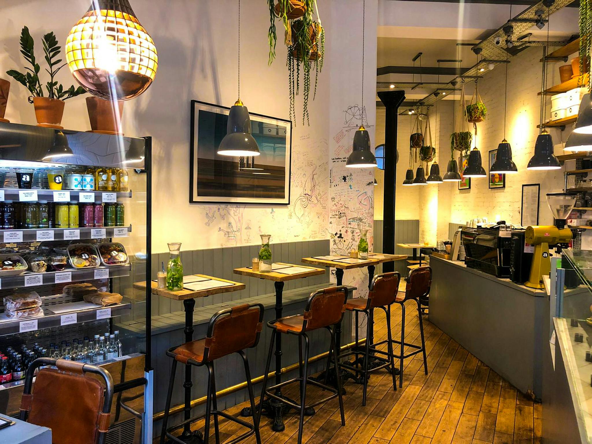 Modern café venue in Clerkenwell, ideal for networking and informal meetings.