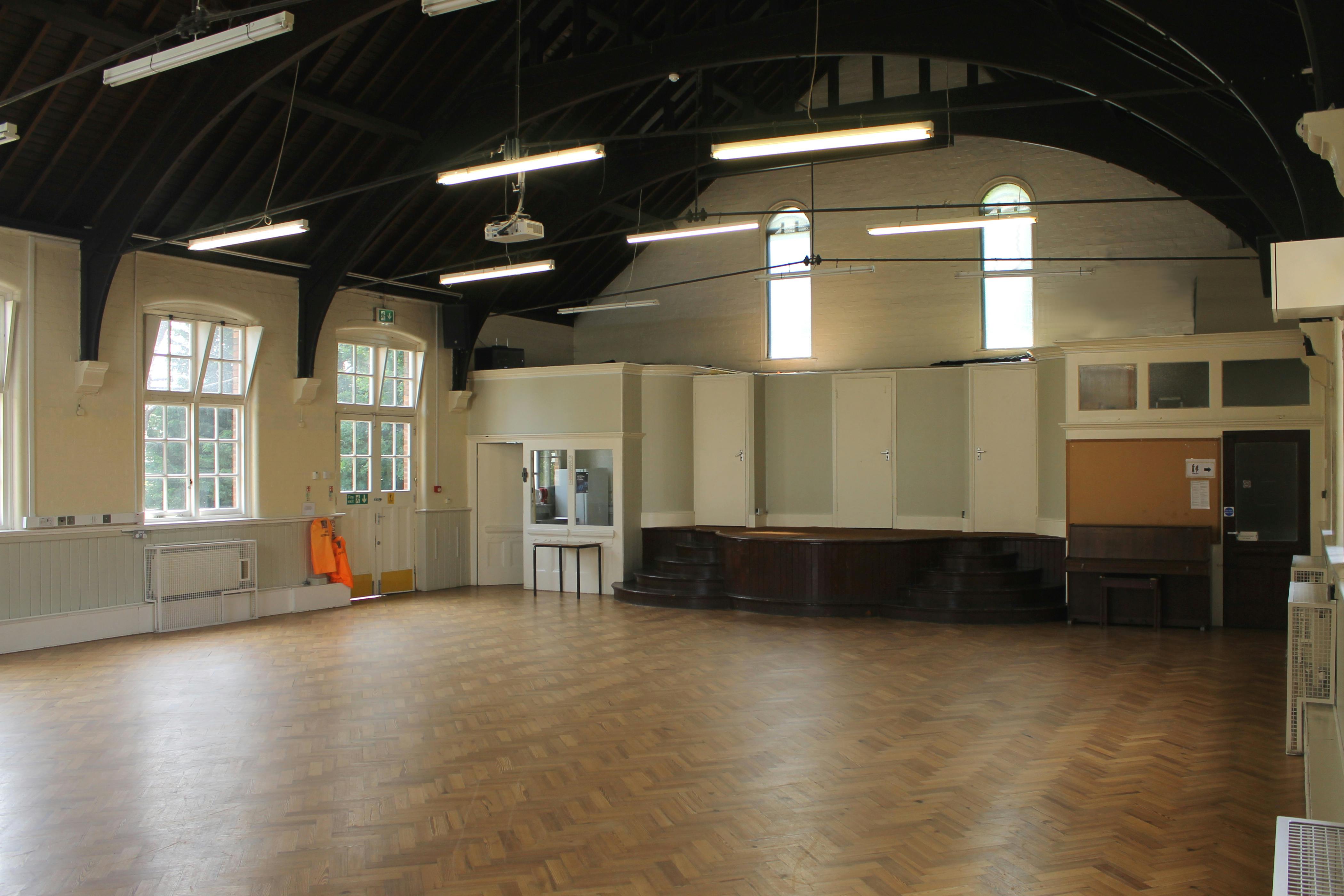 Spacious Upper Hall in Hargrave Hall, ideal for meetings and events with natural light.