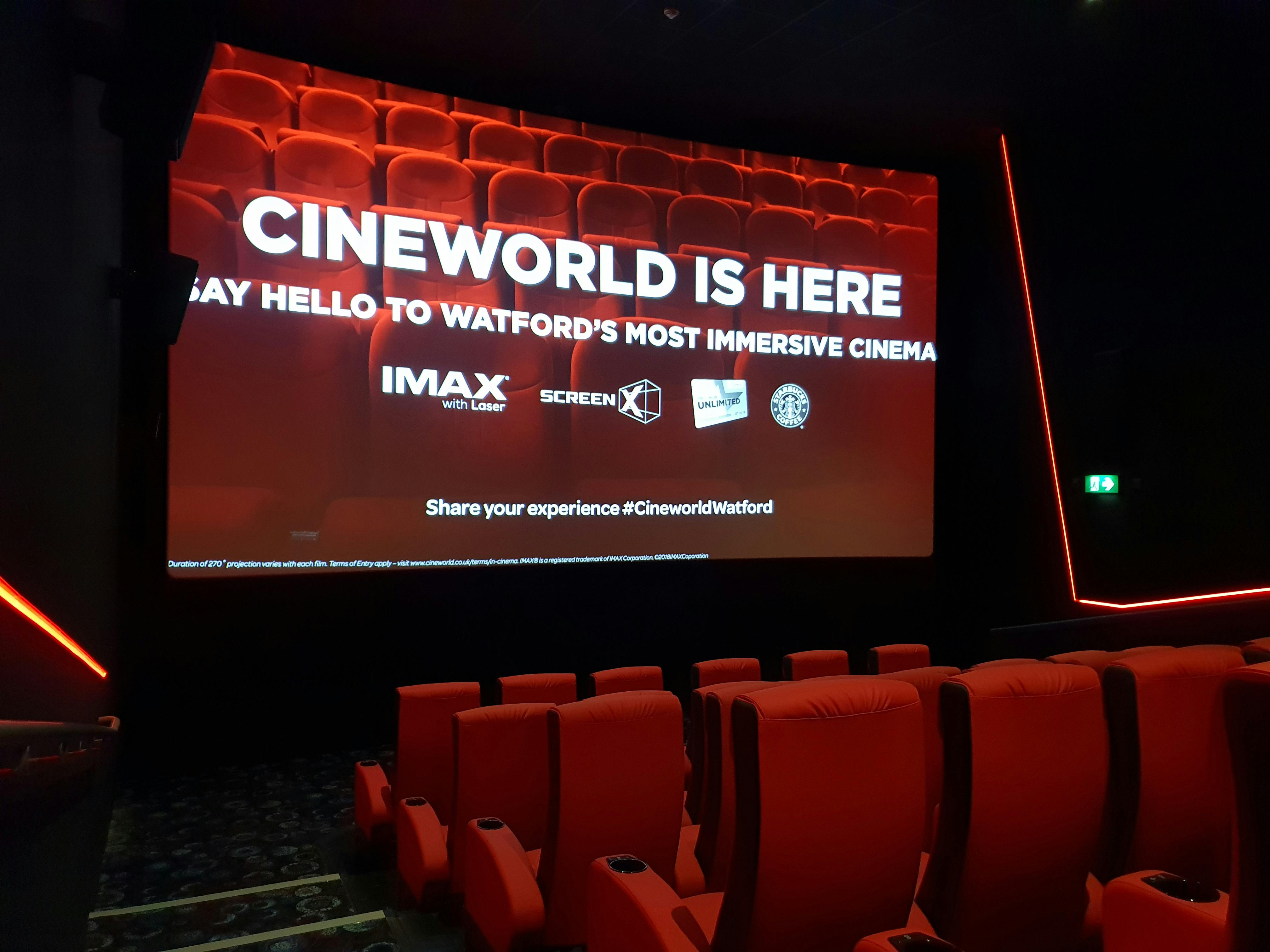 Cineworld Watford Screen 7: modern cinema with spacious seating for corporate events.