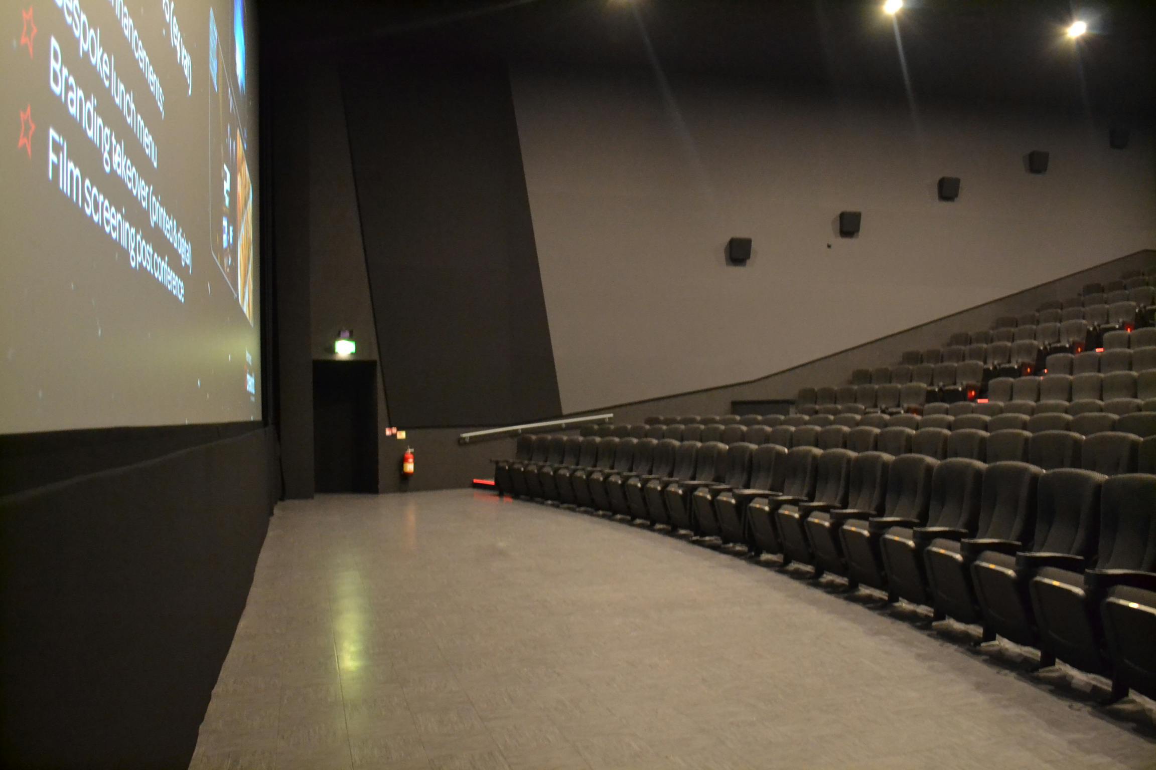 Modern Cineworld Wembley Screen 9 with tiered seating for corporate events and screenings.