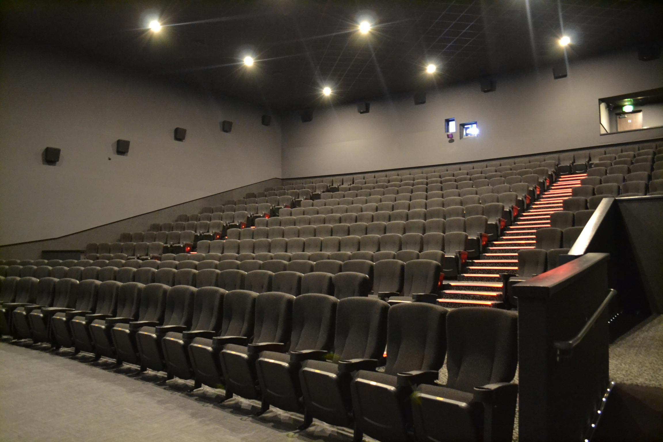 Modern Cineworld Wembley Screen 9 auditorium with tiered seating for corporate events.
