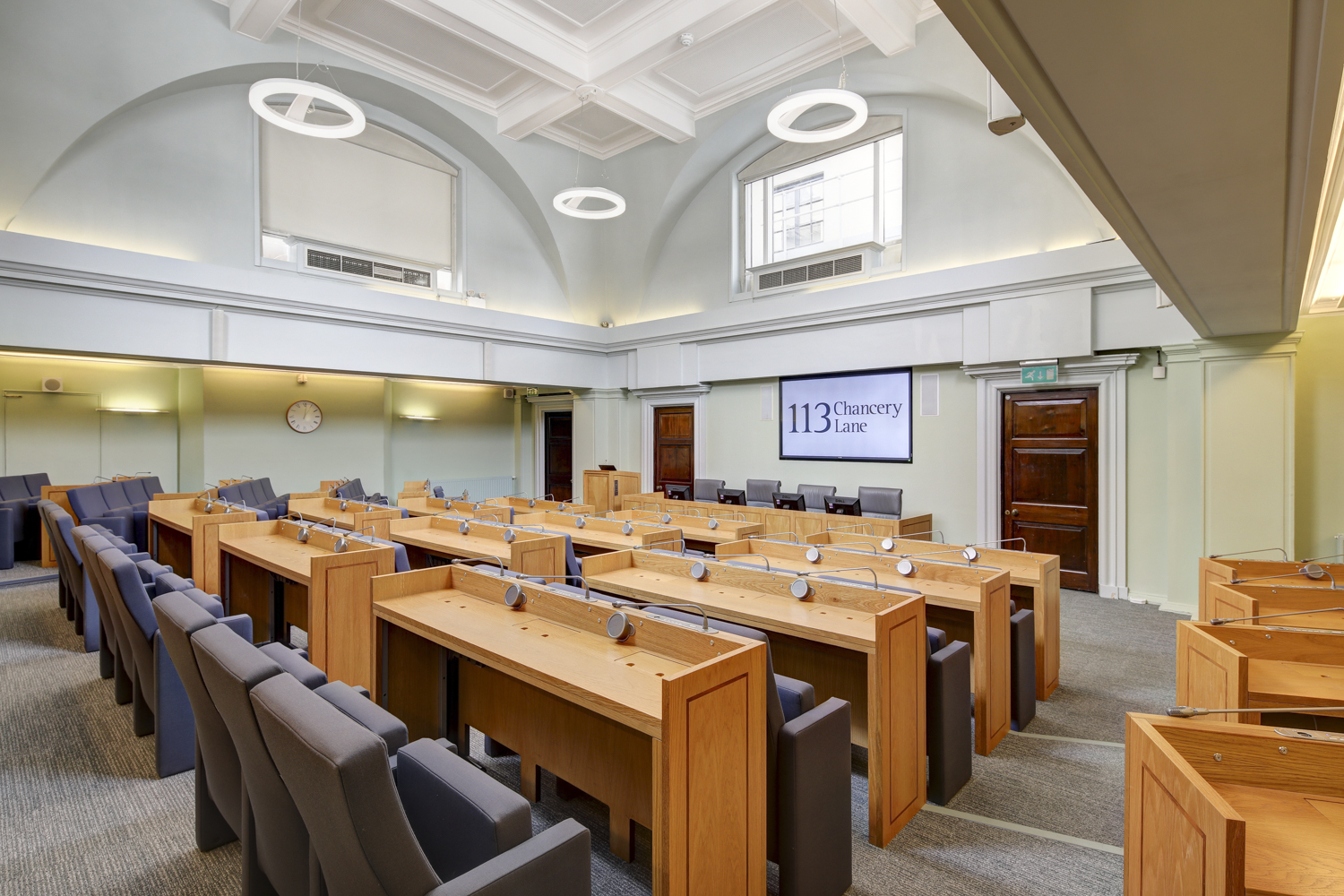 Modern Council Chamber, tiered seating, conference event - Banner