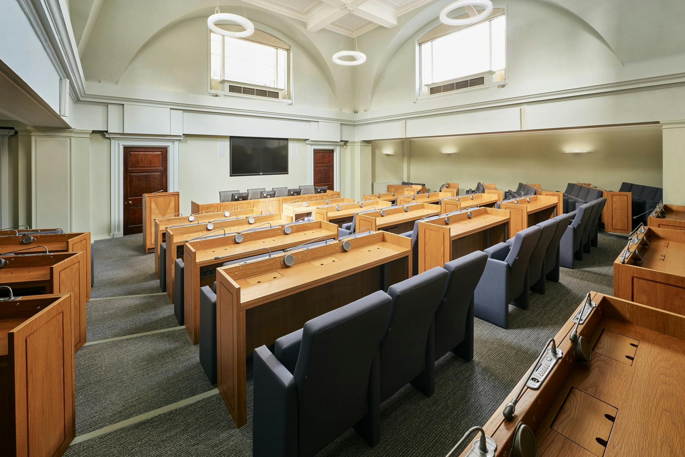 Council Chamber at 113 Chancery Lane, modern meeting room for corporate events and workshops.