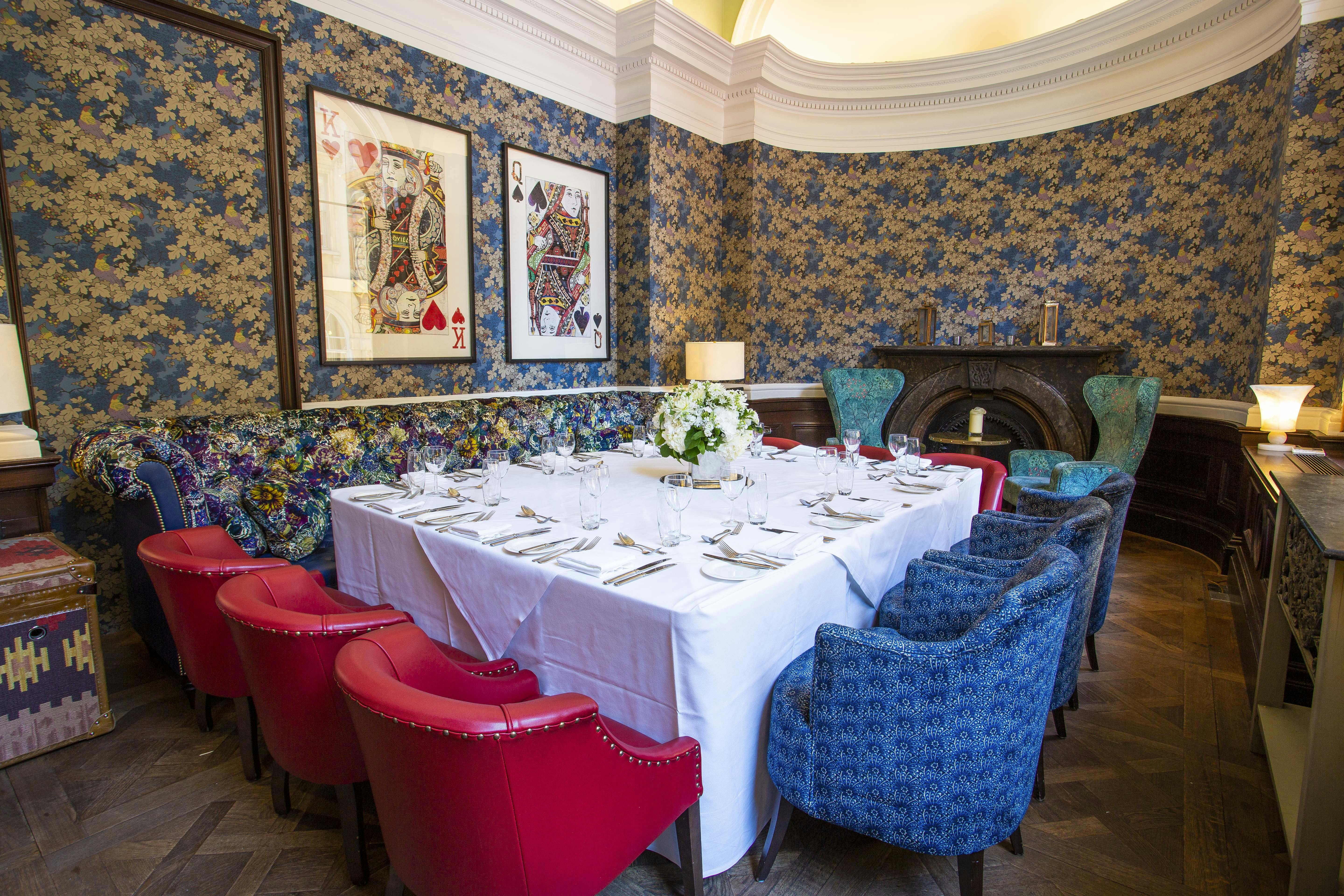 Elegant dining table in The Blue Room, Bristol Harbour Hotel for upscale events.