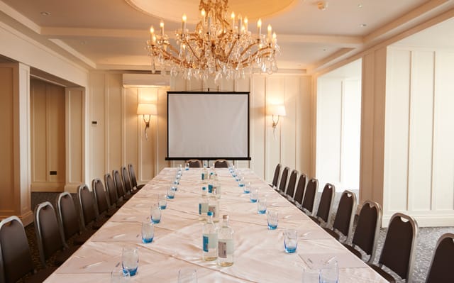 Connaught Suite meeting room with elegant table setup for corporate events in Sidmouth.