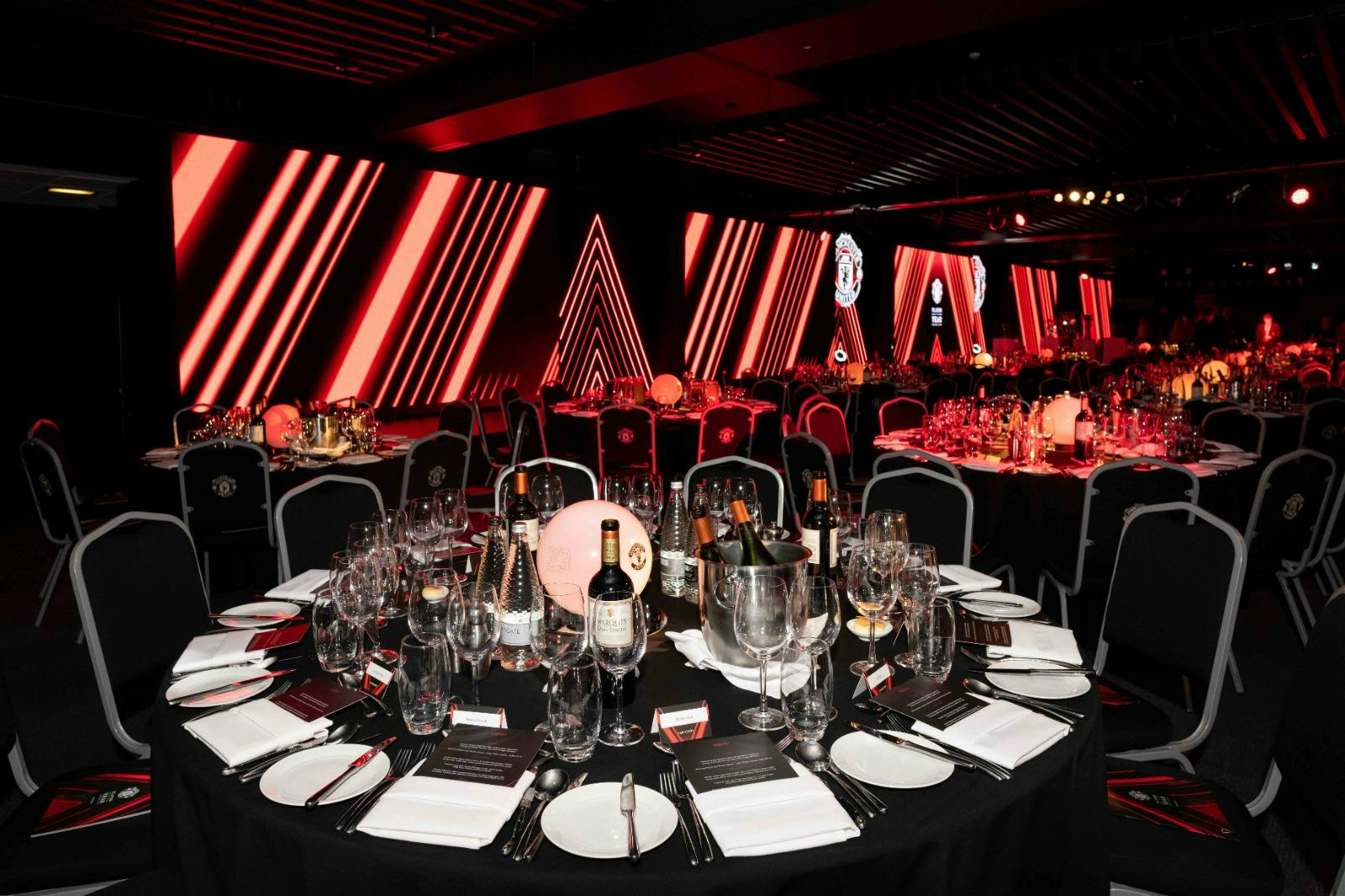 Elegant event setup at Manchester United's Conference Suites, perfect for corporate galas.