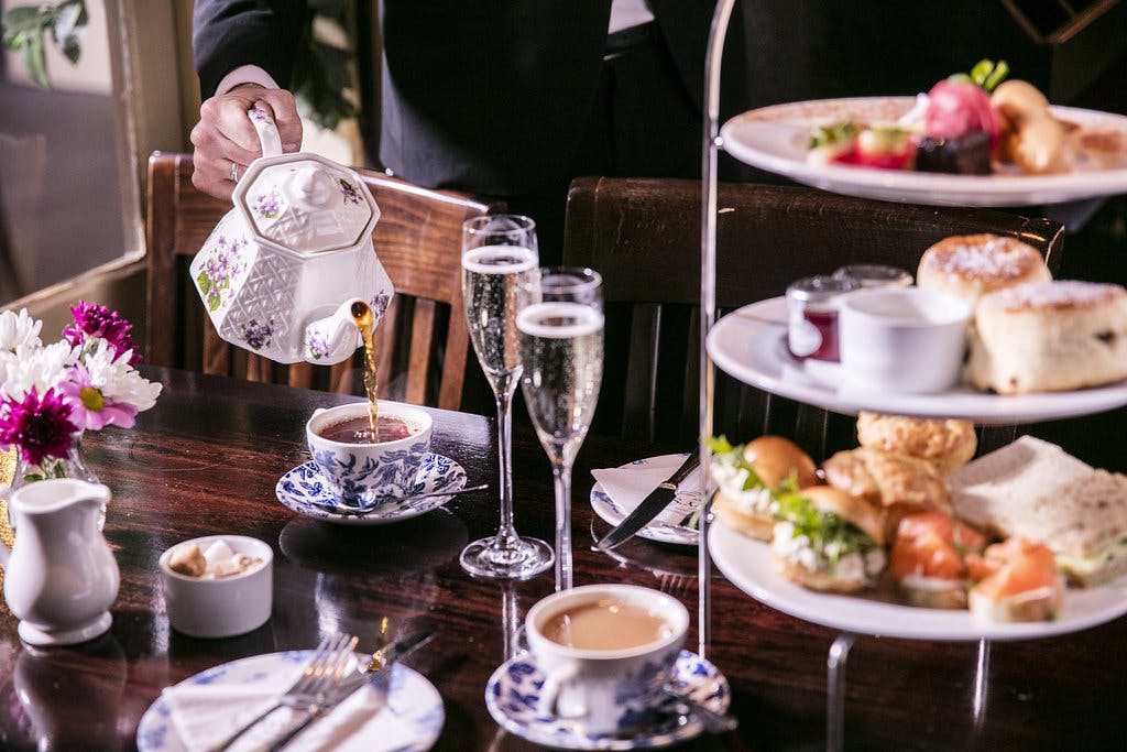 Afternoon tea setup in Crusting Pipe's Board Room, ideal for corporate networking events.