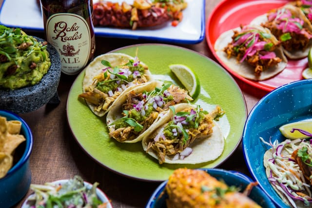 Gourmet tacos at Tequila & Mezcal Bar, perfect for festive catering events.
