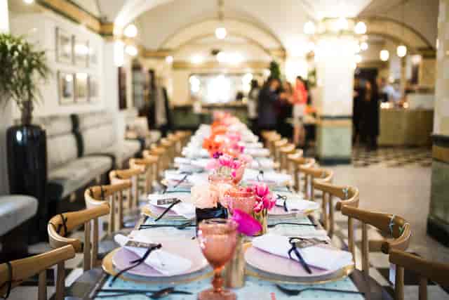 Elegant dining table at Café Duke, 116 Pall Mall, perfect for events and celebrations.
