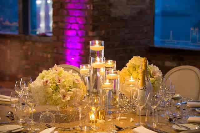 Elegant table setting with candles for formal event at Skyloft - Westminster View, London.