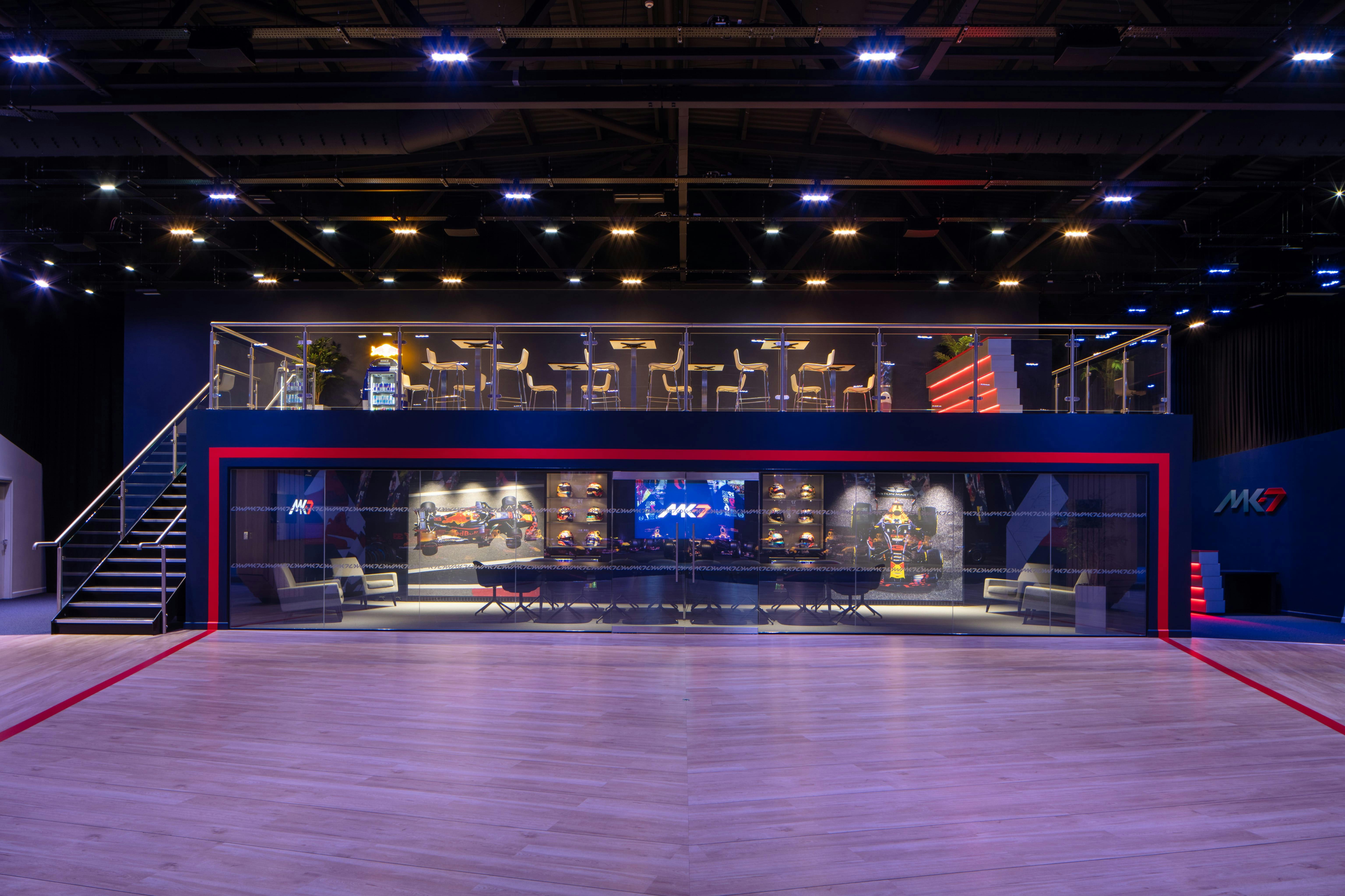 MK-7 Boardroom at Red Bull Racing, modern event space for corporate meetings and presentations.