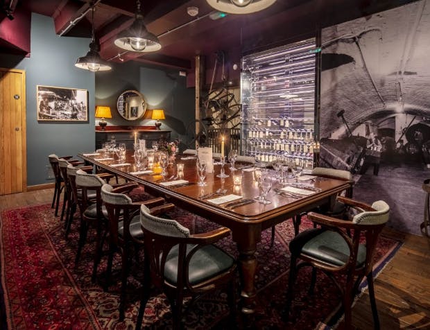 Elegant dining setup in The Tasting Room, perfect for private events and networking dinners.