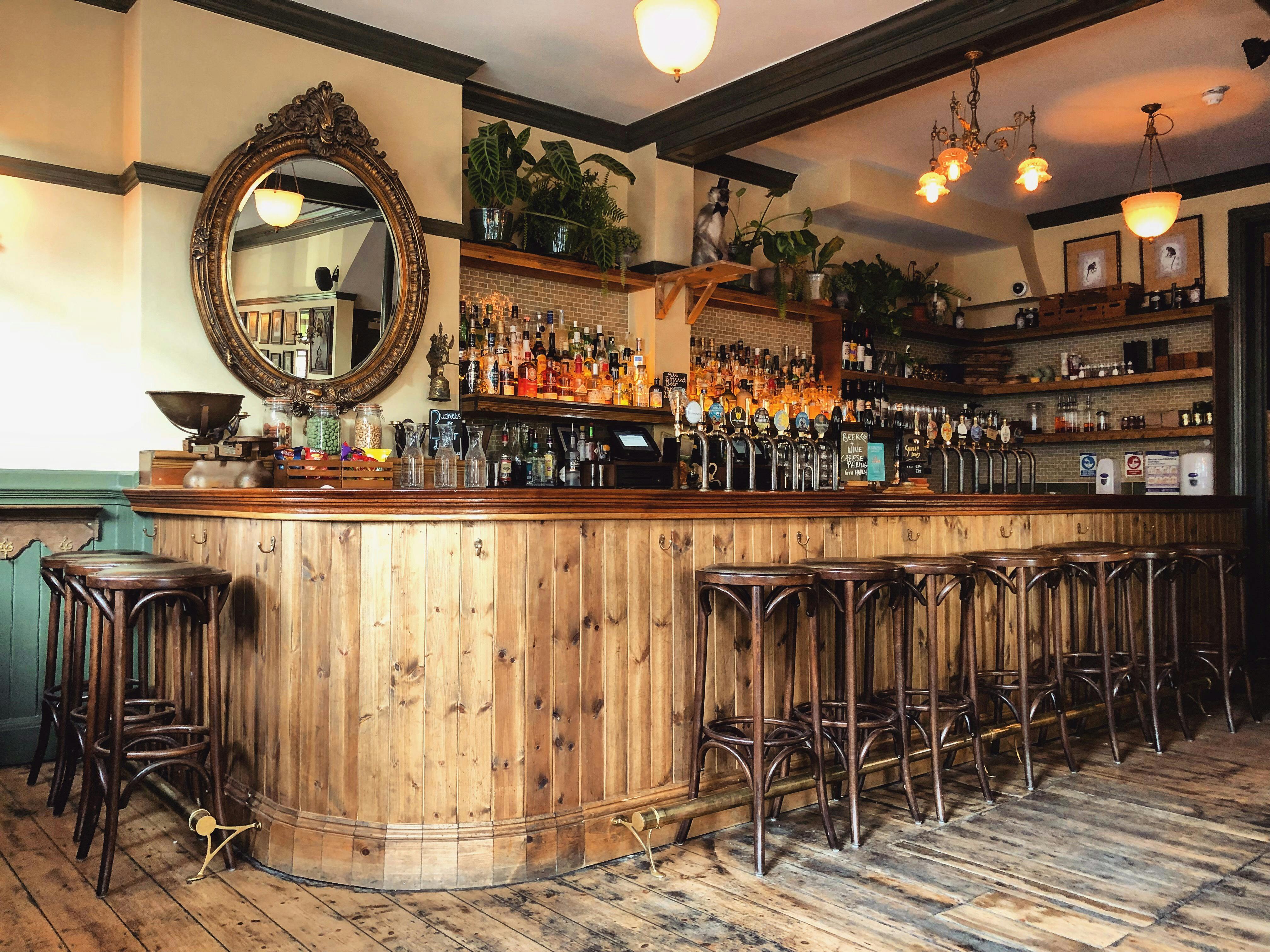 Cozy bar area at The George and Monkey, perfect for networking events and gatherings.