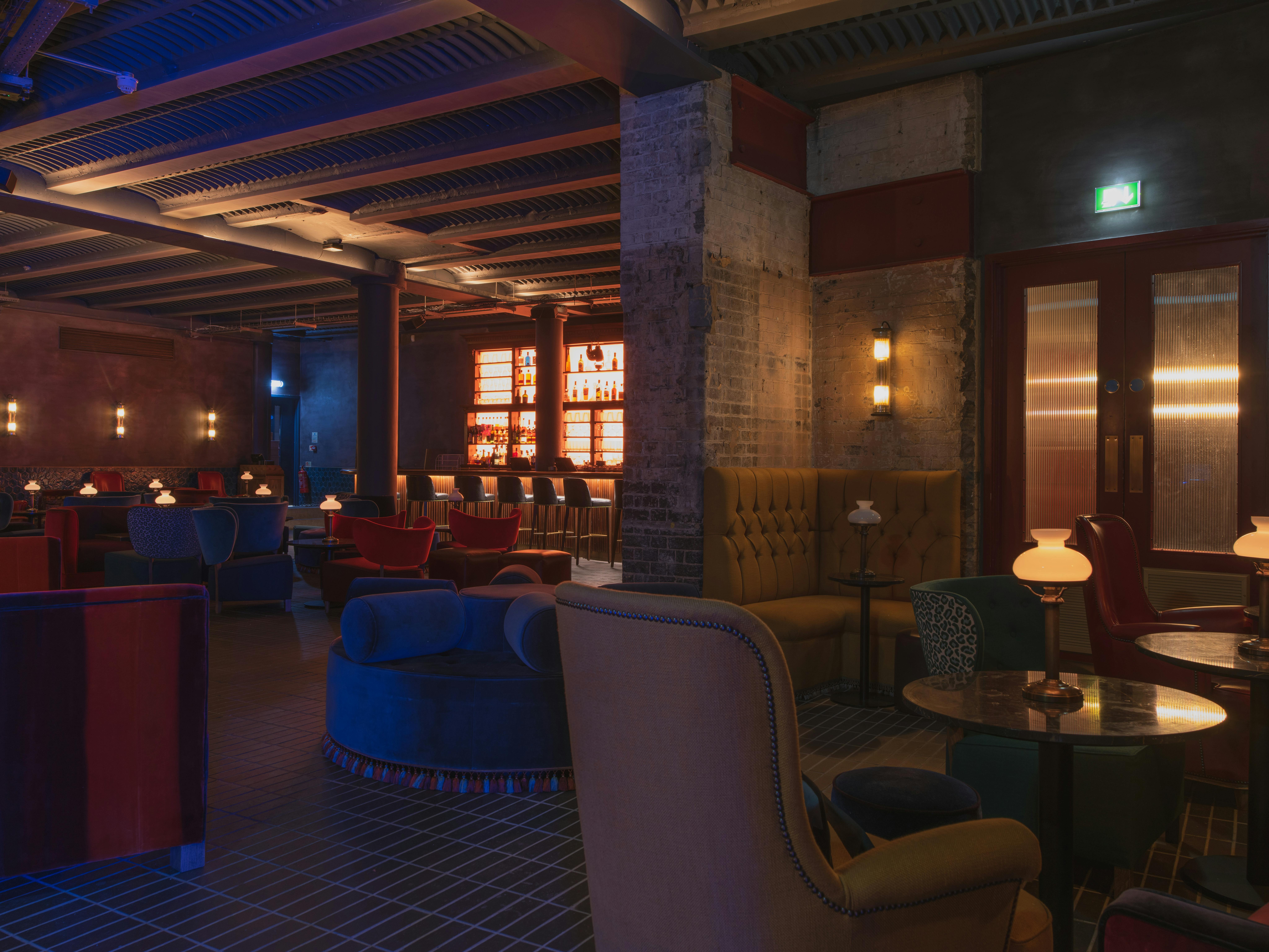 Stylish venue with plush seating for networking events and cocktail receptions.