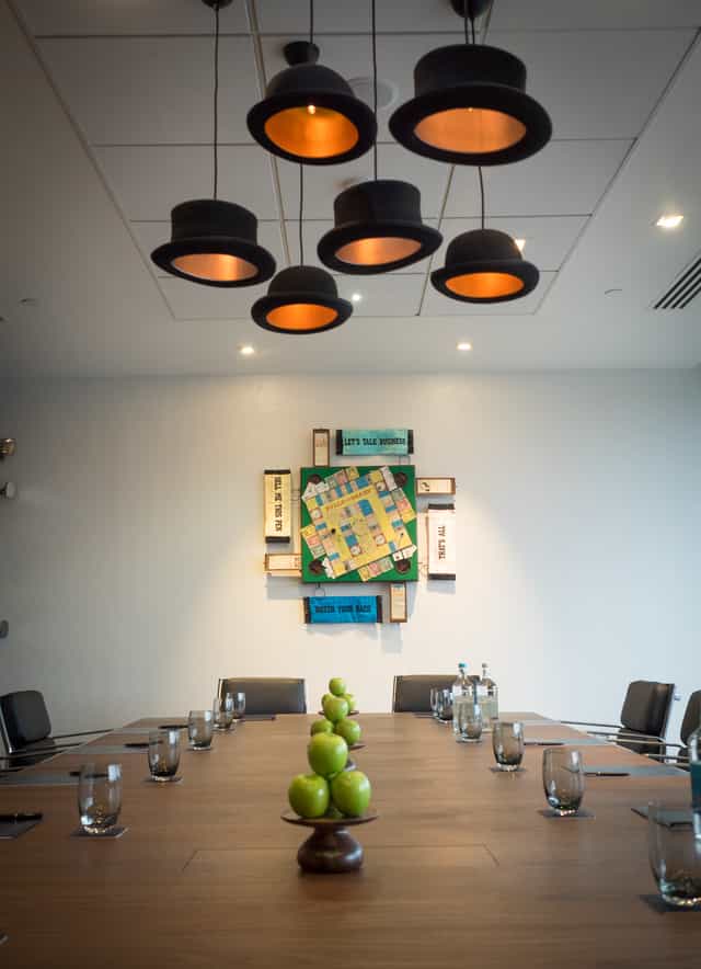 Bulls & Bears meeting room in Hilton Bournemouth with game-themed wall art for workshops.