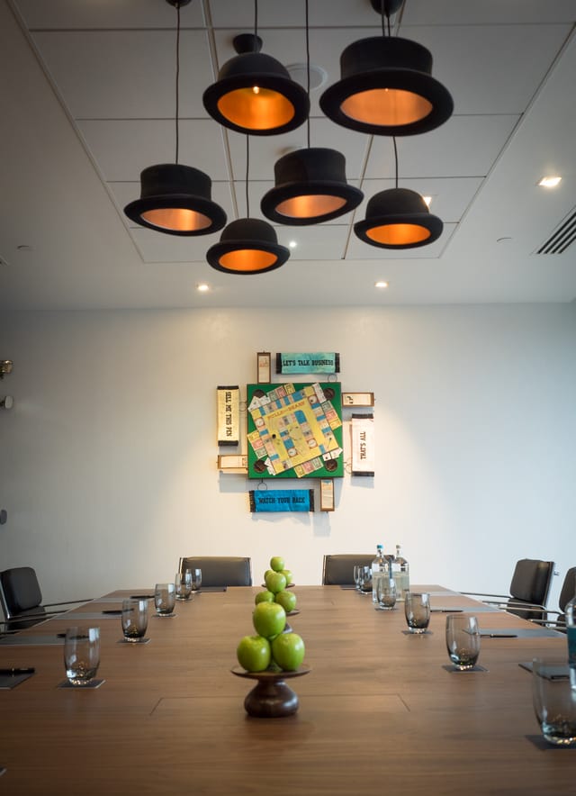 Bulls & Bears meeting room in Hilton Bournemouth with game-themed wall art for workshops.