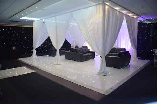 Elegant Main Hall in Royale Banqueting Suite, ideal for upscale networking events.