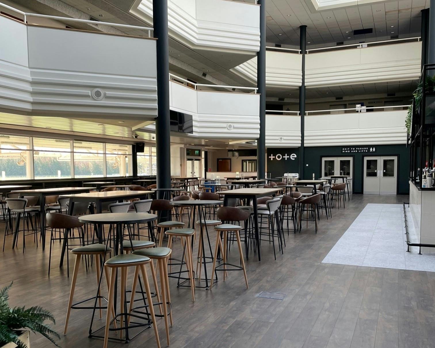 Berkshire Stand Long Room at Newbury Racecourse, modern venue for networking events.