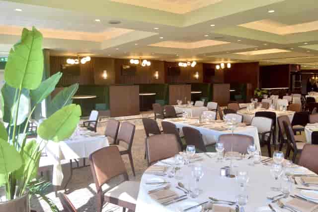 Hennessy Suite at Newbury Racecourse, elegant banquet hall for corporate events and dinners.