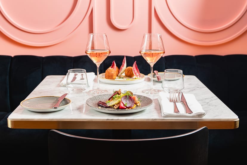 Elegant dining table for business meetings at The Boulevard restaurant and bar.