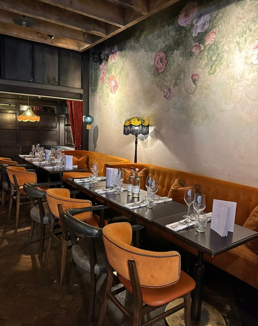 Elegant dining area in The Gun London, perfect for corporate dinners and intimate events.