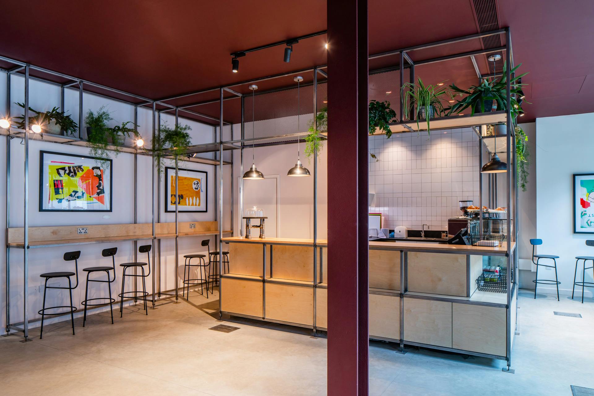 Modern café in People's Mission Hall, ideal for networking events and casual meetings.