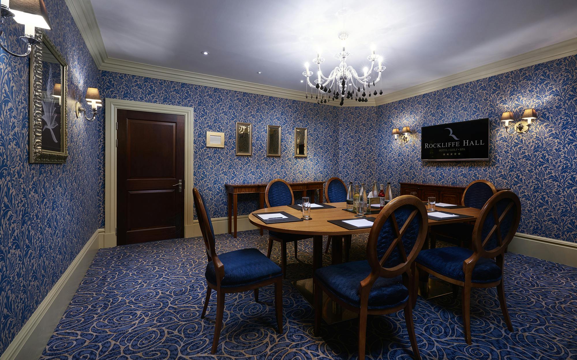 Sophisticated meeting room at Rockliffe Hall with elegant decor for corporate events.