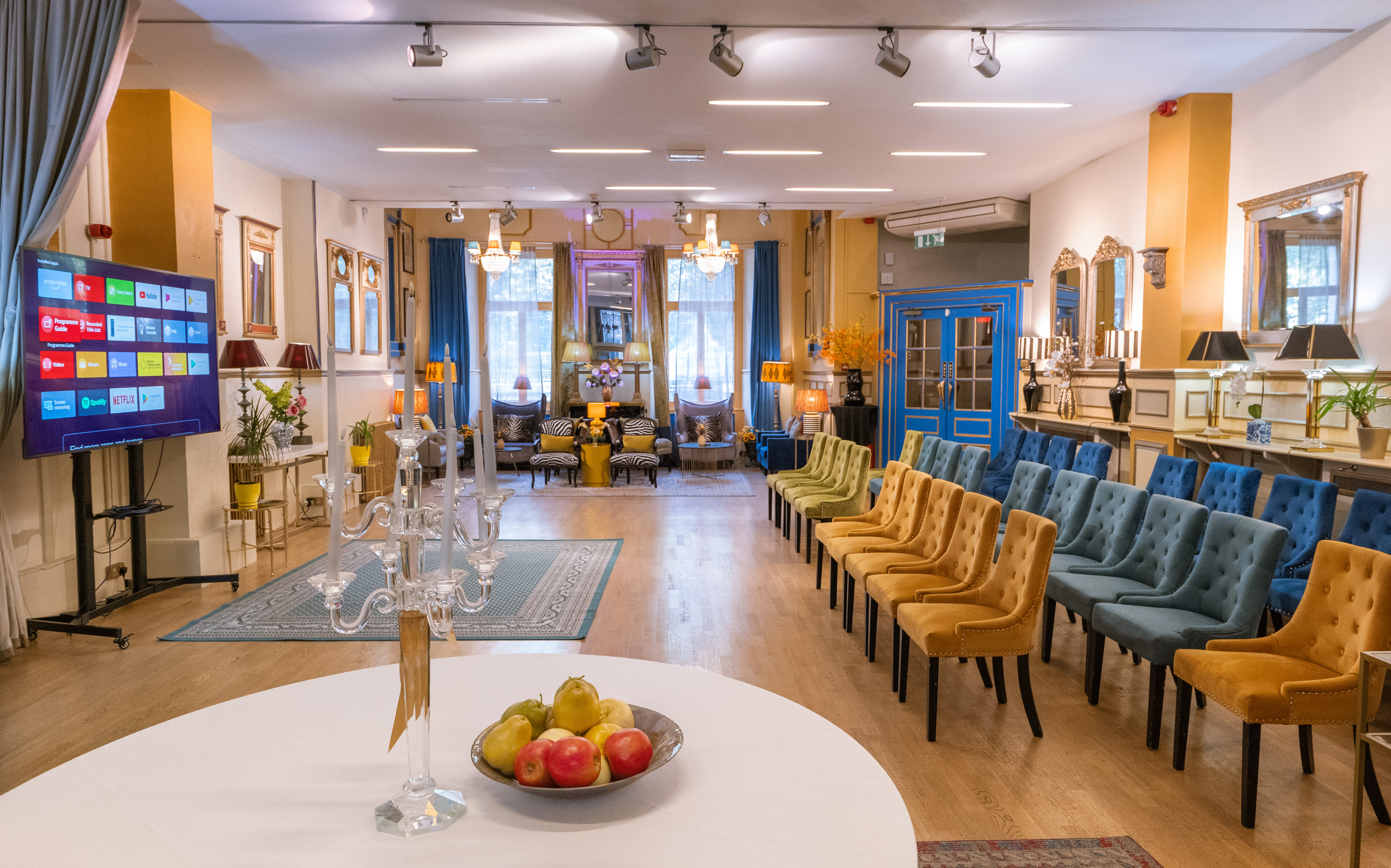 Lumiere London Embassy event space, tiered seating, screen - Banner