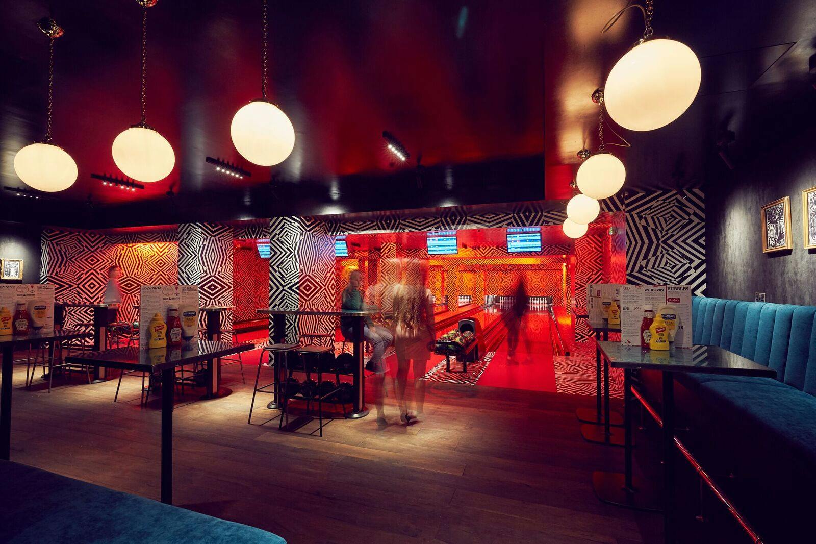 Vibrant event space at The Liquor Lanes in Queens for networking and social mixers.