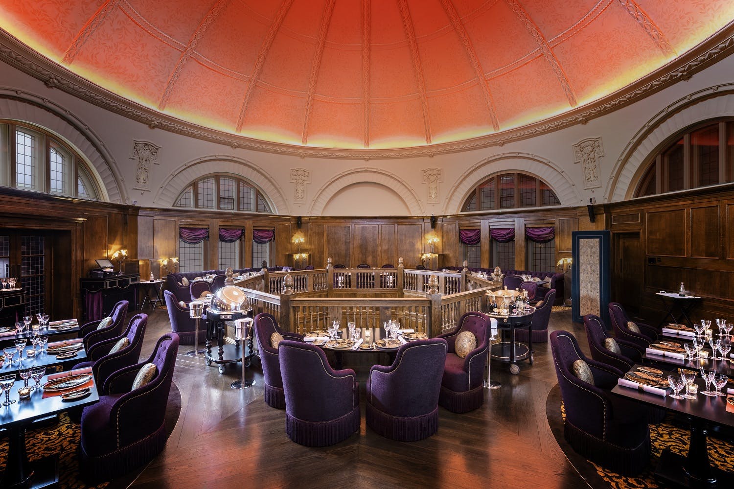 Elegant dining space at The Baptist, L'oscar London for high-end events and meetings.