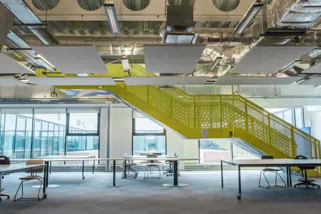 Modern dining space with flexible seating at London Academy of Excellence Tottenham.