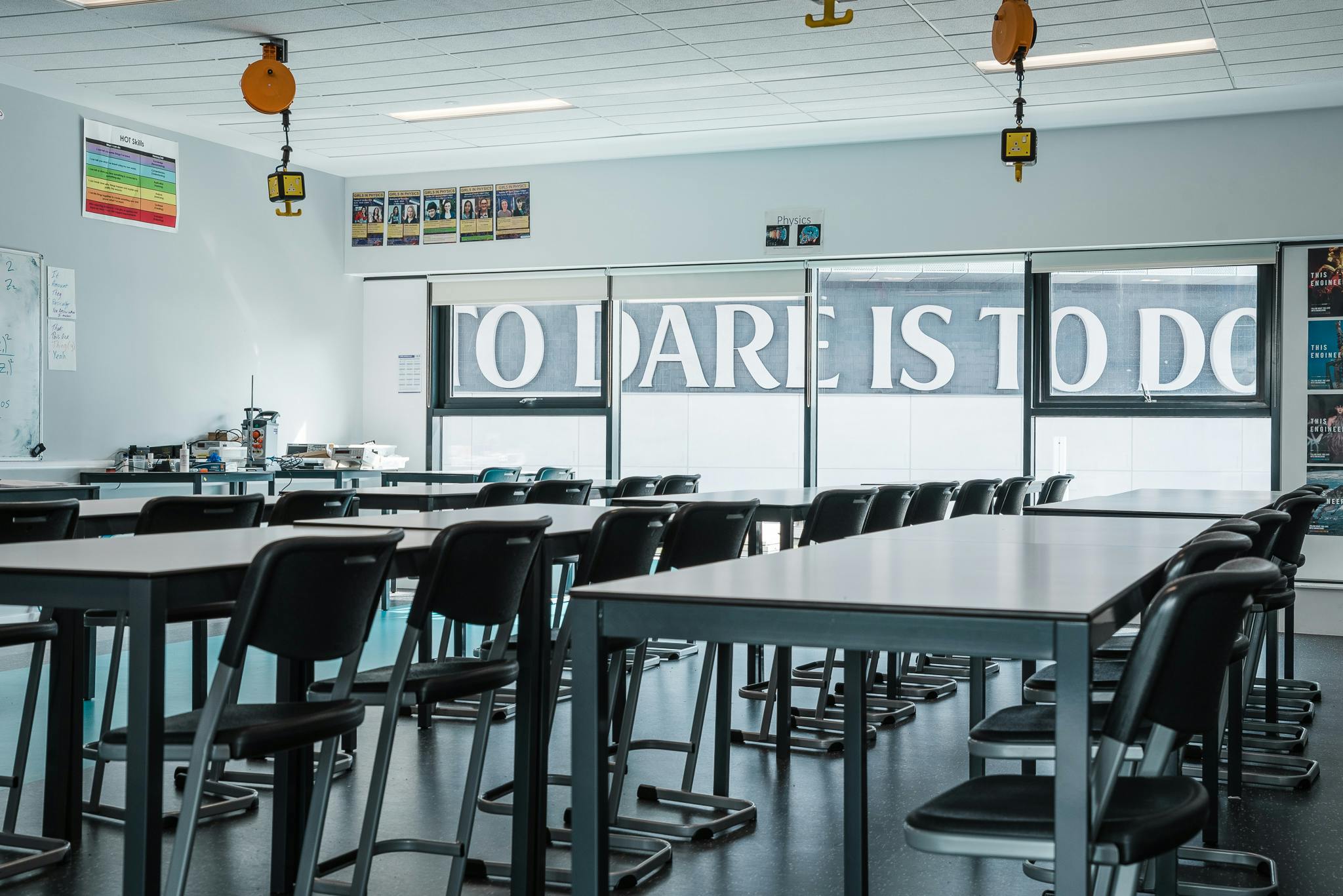 Modern science classroom in London Academy, ideal for workshops and collaboration.