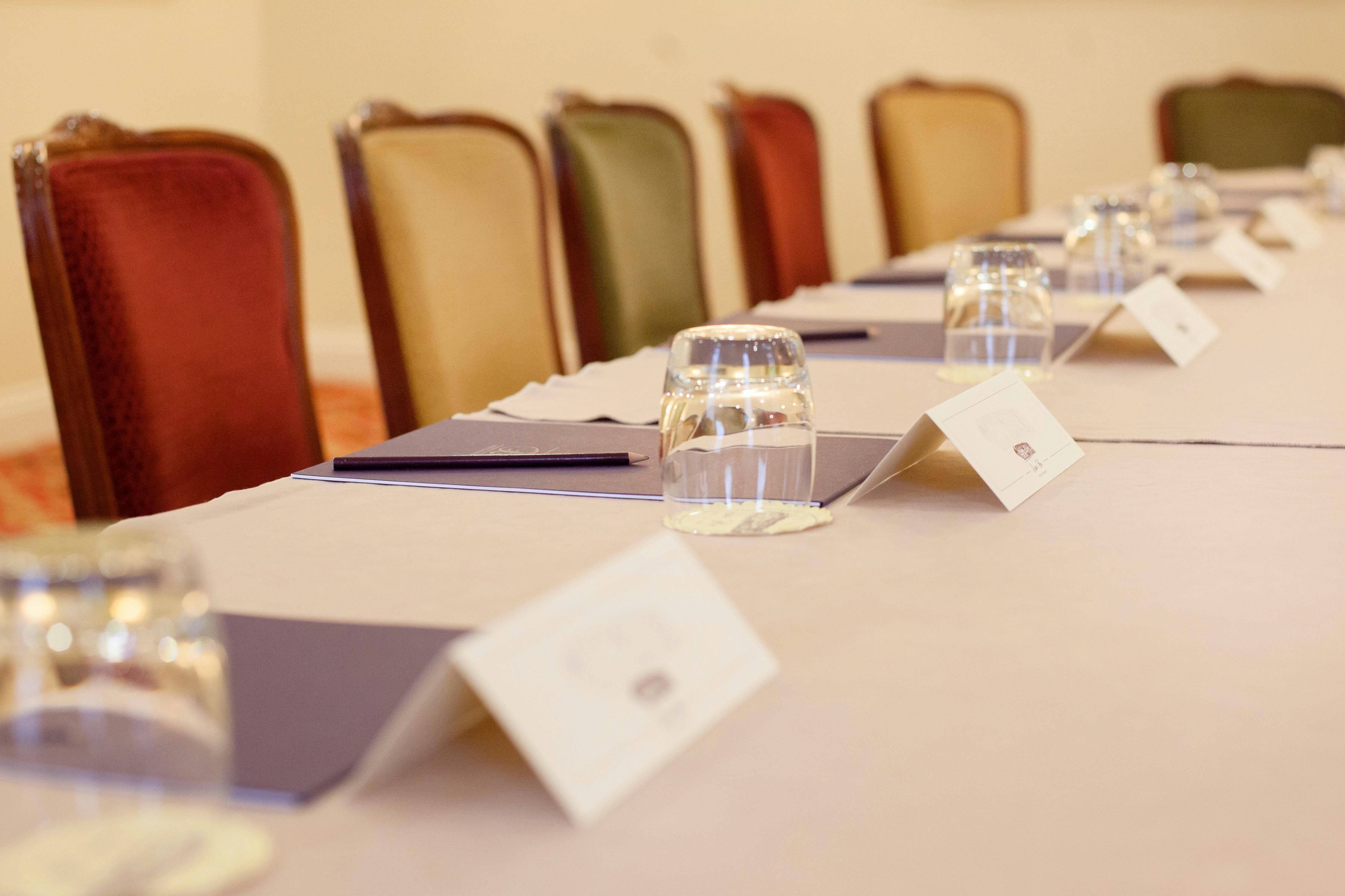 Bullwood meeting room at Luton Hoo Hotel with elegant table setup for corporate events.