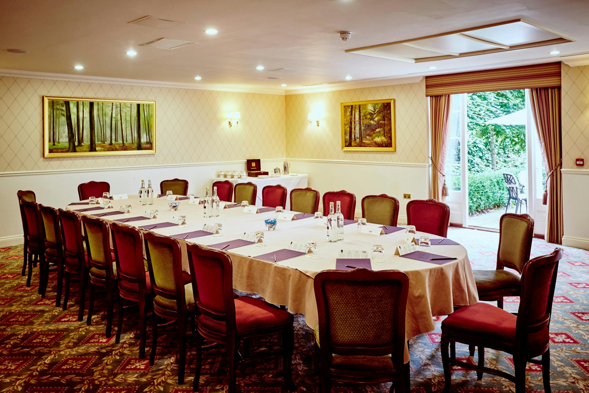 Elegant meeting room at Luton Hoo Hotel, perfect for corporate events and gatherings.