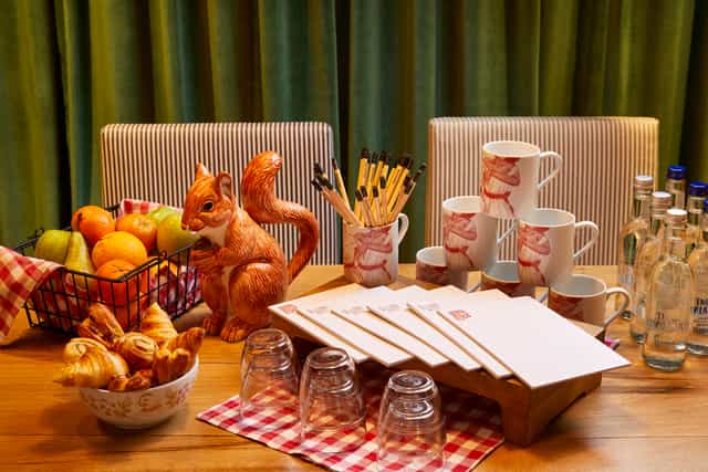 Private dining room at Mama Shelter London with a squirrel centerpiece for meetings.