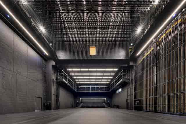 Modern production studio with high ceilings for events in London City Island.