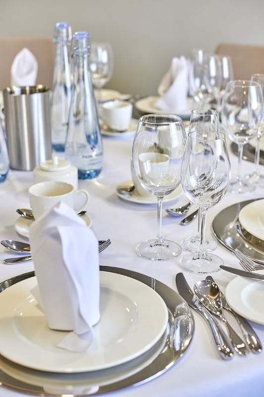 Elegant dining table setup in Level 15 Meeting Rooms, ideal for corporate events.